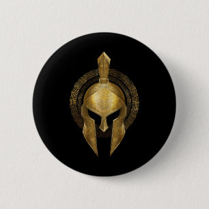 Spartan Helmet Warrior Gold Gladiator Sparta Griec Button