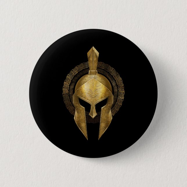 Spartan Helmet Warrior Gold Gladiator Sparta Griec Button (Vorderseite)
