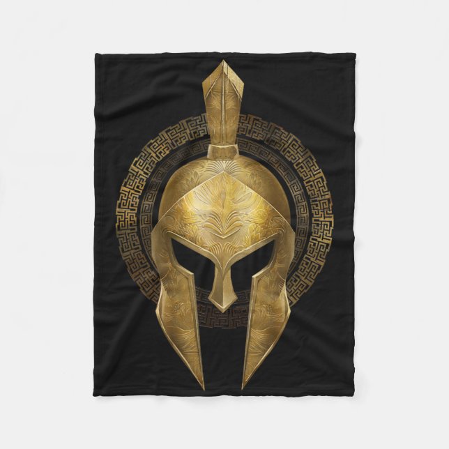 Spartan Helmet Warrior Gold Gladiator Sparta Griec Fleecedecke (Vorderseite)