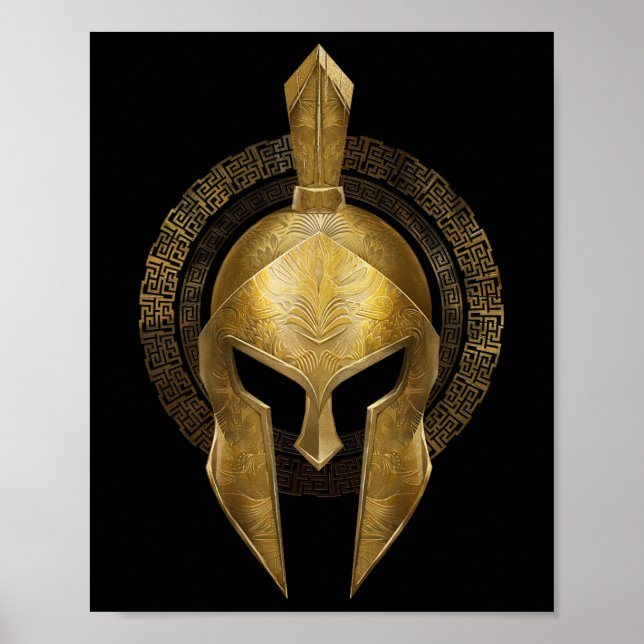 Spartan Helmet Warrior Gold Gladiator Sparta Griec Poster (Vorne)