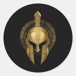 Spartan Helmet Warrior Gold Gladiator Sparta Griec Runder Aufkleber