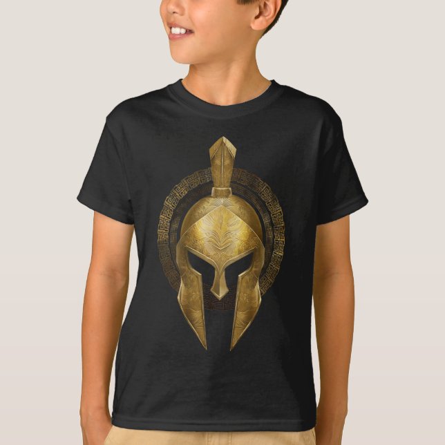 Spartan Helmet Warrior Gold Gladiator Sparta Griec T-Shirt (Vorderseite)