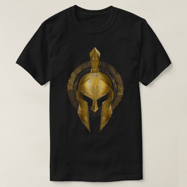 Spartan Helmet Warrior Gold Gladiator Sparta Griec T-Shirt (Design vorne)