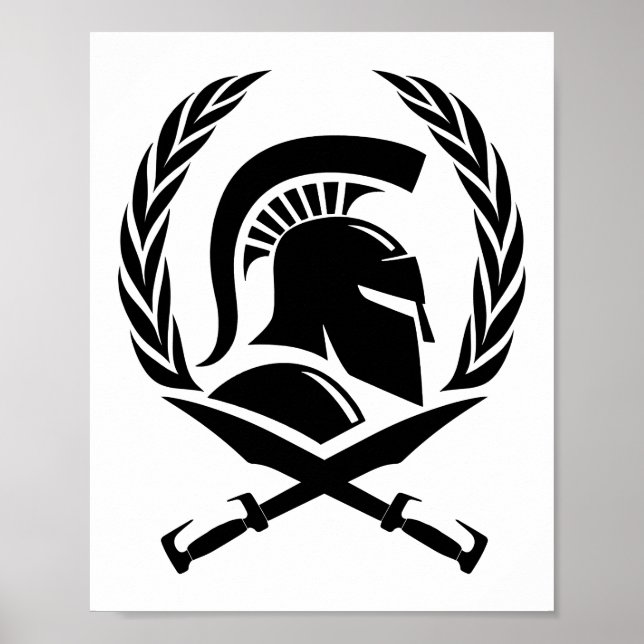 Spartan Helmet Wreath und Schwert Poster (Vorne)