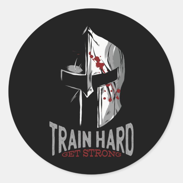 Spartan Sparta Helmet Gym Motivation Gift Runder Aufkleber (Vorderseite)