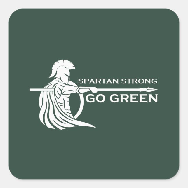 Spartan Strong Go Green Spartan Warriors Quadratischer Aufkleber (Vorderseite)
