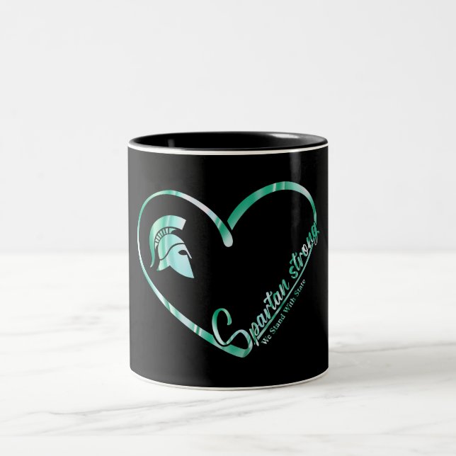 Spartan Strong Wir stehen mit Staat Spartan Logo Zweifarbige Tasse (Mittel)