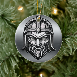 Spartan Valor: Metallische Kriegerornamente Keramik Ornament