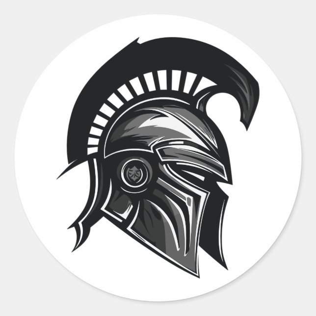 Spartan Warrior Helmet Minimalistisch Runder Aufkleber (Vorderseite)