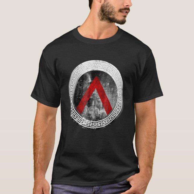 Spartan Warrior Lambda Shield Ancient Griechischer T-Shirt (Vorderseite)