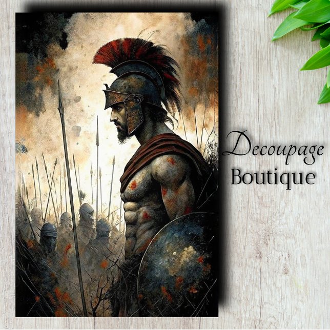 Spartan Warrior Profile Decoupage Seidenpapier (Spartan Warrior Profile Decoupage Tissue Paper)