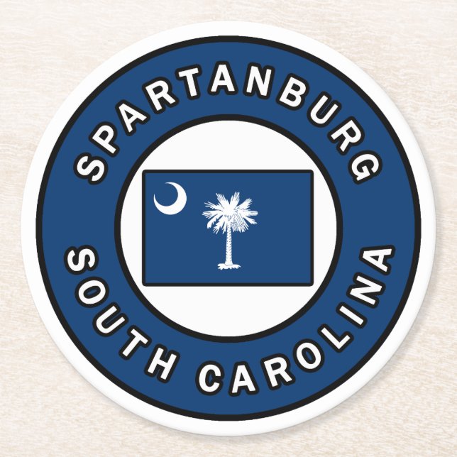 Spartanburg South Carolina Runder Pappuntersetzer (Vorderseite)