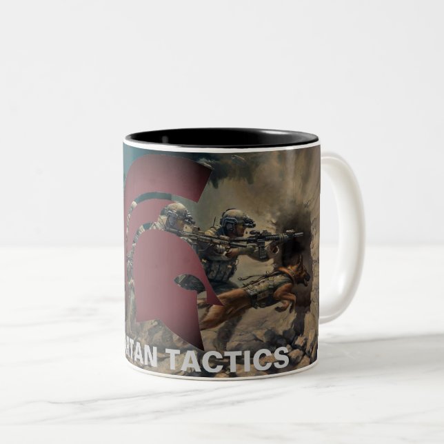 Spartanische Taktik-Tasse mit Art. Zweifarbige Tasse (VorderseiteRechts)