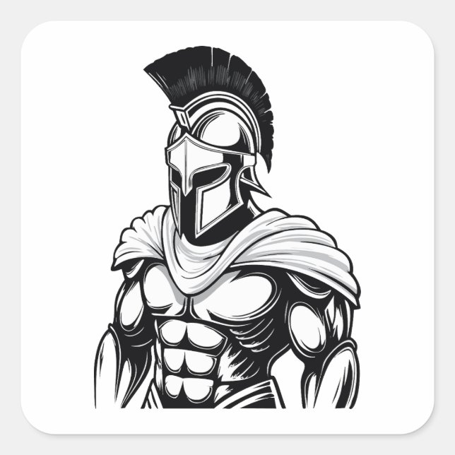 spartanischer Krieger Quadratischer Aufkleber (Vorderseite)