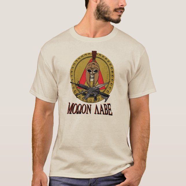 Spartanisches Molon Labe Plakatrd-Shirt T-Shirt (Vorderseite)