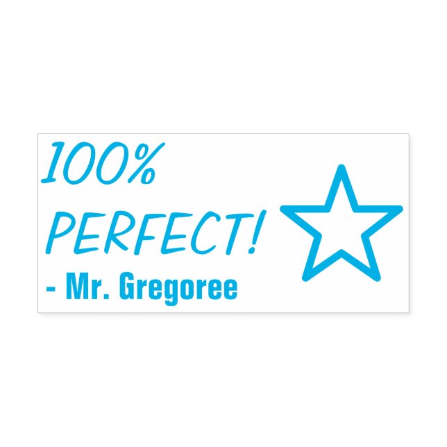 Spaß "100% PERFEKT!" + Pädagogischer Name Kautschu Permastempel (Design)