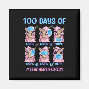 Spaß 100 Tage Schullehrer Llama mit Maske Magnet