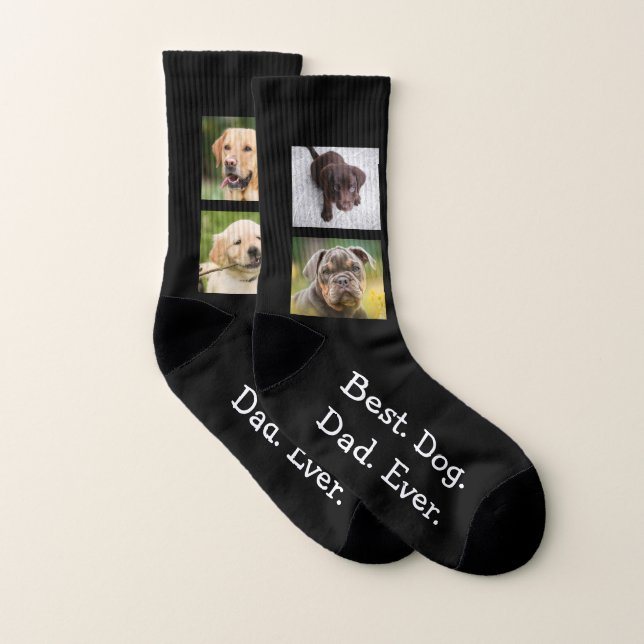 Spaß 4 Foto Bester Hund Vater je Collage auf schwa Socken (Paar)