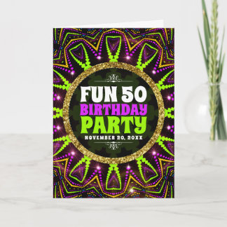 Spaß 50. Geburtstag | Groovy Energy Rave Party Einladung