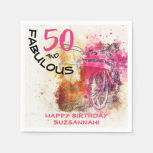 Spaß 50-jähriger Geburtstag Vintages Girly Bicyc Serviette