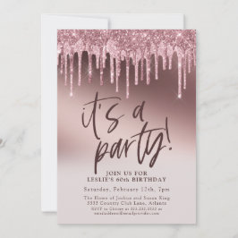 Spaß 60 Es ist ein Party Rosa Glitzer 60. Geburtst Einladung