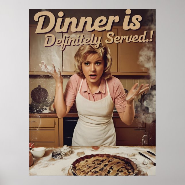 Spaß 70er Jahre Vintage Hausfrau Design Poster (Vorne)