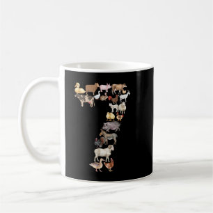 Spaß 7. Geburtstag Landtiere Themenjunge Kinder 7 Kaffeetasse