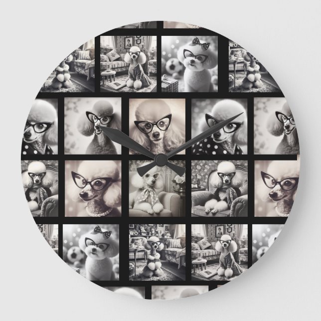 Spaß 9 Foto-Collage-Bilder Große Wanduhr (Vorderseite)