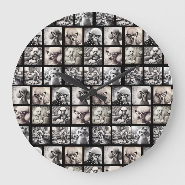 Spaß 9 Foto-Collage-Bilder Große Wanduhr (Vorderseite)