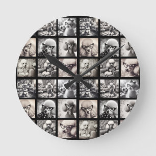 Spaß 9 Foto-Collage-Bilder Runde Wanduhr