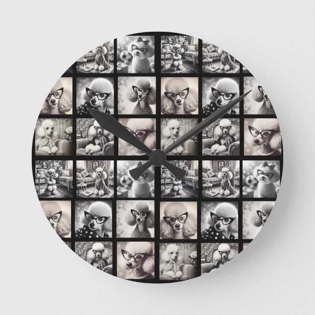 Spaß 9 Foto-Collage-Bilder Runde Wanduhr (Vorderseite)
