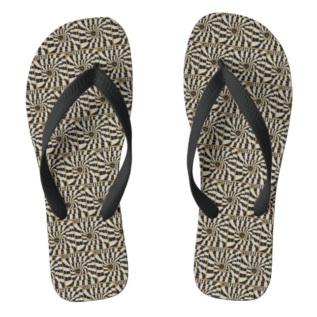 Spaß Abstrakt gestreifte Schlange in braun-neutral Flip Flops (Fußbett)