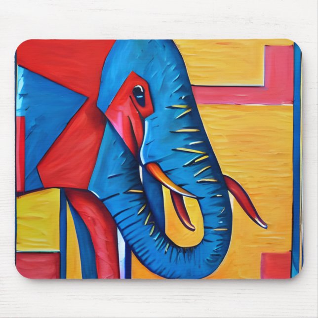 Spaß Abstrakt Künstlerisch Kleiner Elefant Mousepad (Vorne)