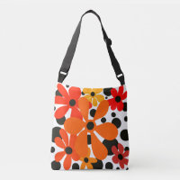 Spaß, abstrakte Blume in Orange & Schwarz Tasche.