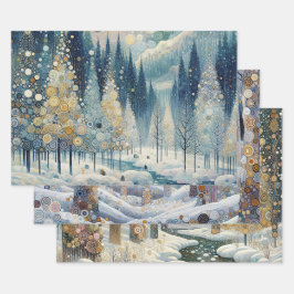 Spaß Abstrakter Winter Wunderland Kunst, Dichtung Geschenkpapier Set