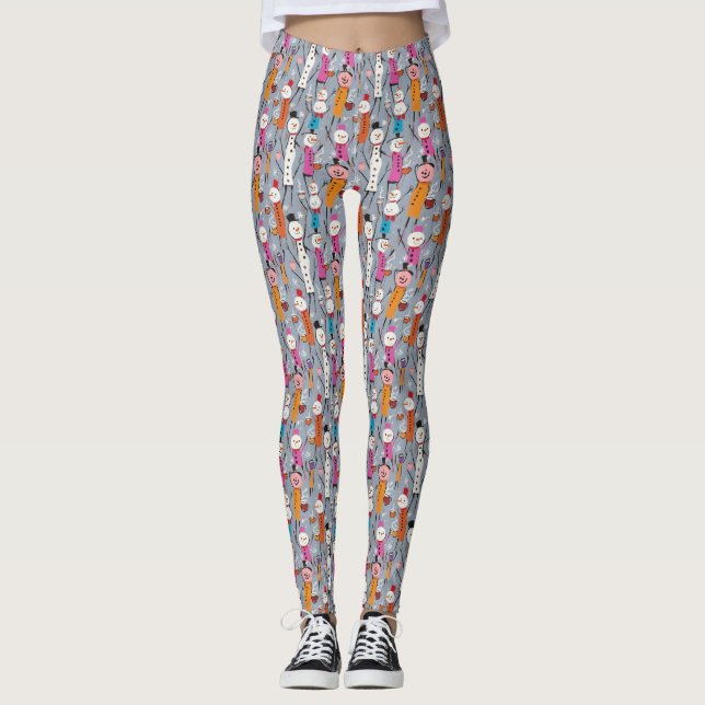 Spaß Alberne Schneemänner trinken heißes Kakao Leggings (Vorderseite)