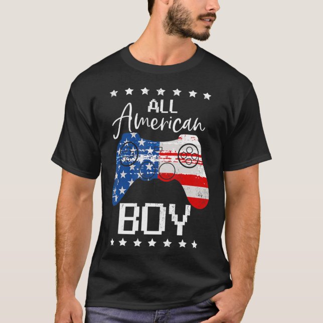 Spaß Alle amerikanischen Jungs 4. Juli Son Video G T-Shirt (Vorderseite)