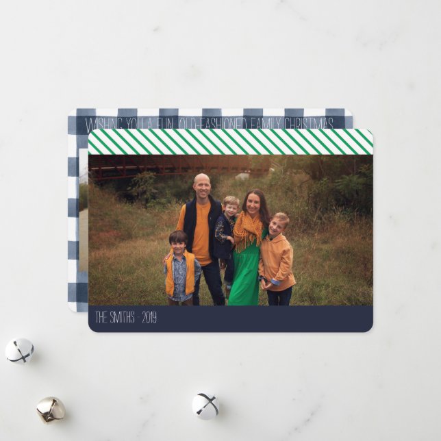 Spaß Alt modische Familienweihnachtsfoto Collage Feiertagskarte (Vorderseite/Rückseite Beispiel)