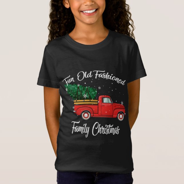 Spaß Alt modischer Familienweihnachtsbaum Oldtimer T-Shirt (Vorderseite)