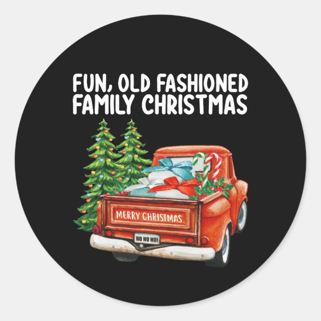Spaß Alt modischer Weihnachtsbaum Runder Aufkleber (Vorderseite)