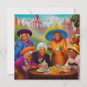 Spaß ältere Damen High Tea Gartenparty ethnisch  Einladung