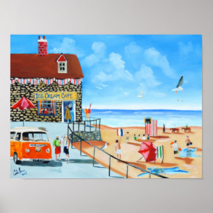 Spaß am britischen Küstenkeuchen der Küste Poster