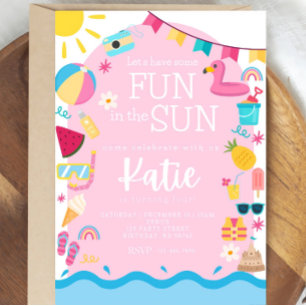 Spaß am Geburtstag der Sun Girl Einladender Sommer Einladung