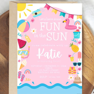Spaß am Geburtstag der Sun Girl Einladender Sommer Einladung