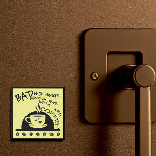 Spaß am Morgen wird mit kaffeelgelben Kunstwerken  Magnet