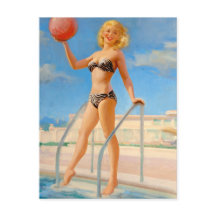 Spaß am Schwimmbad Pin Up