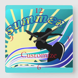 Spaß am Sommer-Surfen Thunder_Cove Quadratische Wanduhr