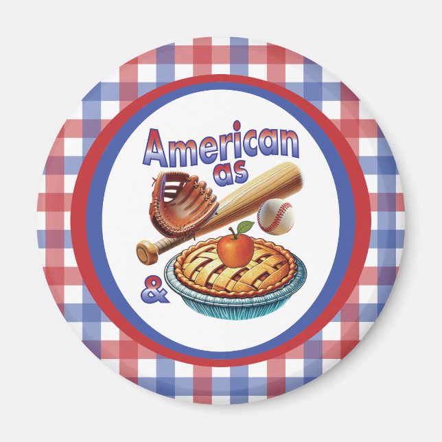 Spaß amerikanisch als Baseball & Apple Pie Magnet (Vorne)