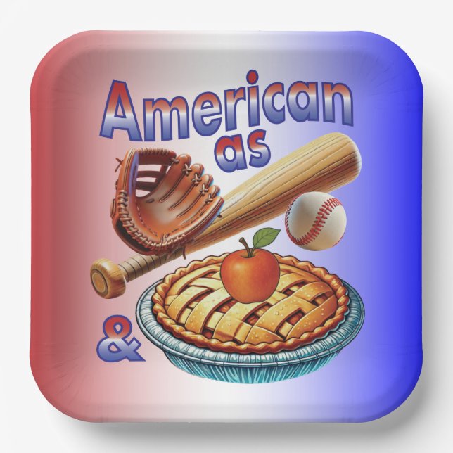 Spaß amerikanisch als Baseball & Apple Pie Pappteller (Vorderseite)