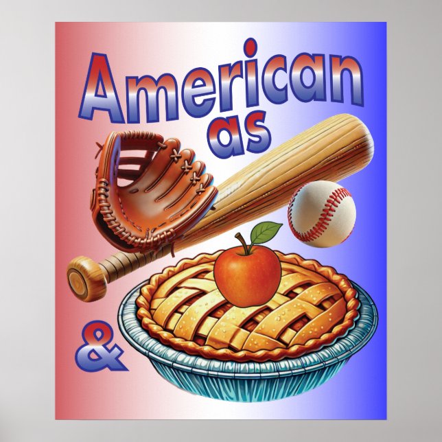Spaß amerikanisch als Baseball & Apple Pie Poster (Vorne)